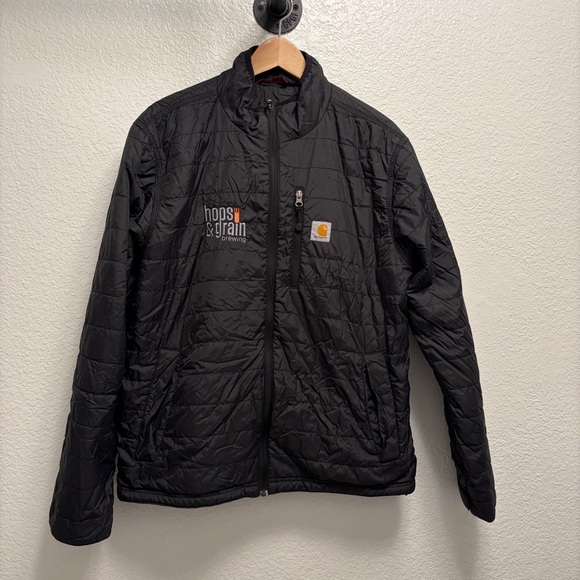Carhartt Other - Carhartt Puffer Coat Jacket Mens Size Medium black embroidered hops & grain logo